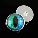 Sew On Buttons Cheshire Cat Glass Eyes in Blue and Green