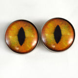 Sew On Buttons Creamy Orange Realistic Cat Glass Eyes