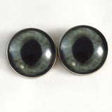 Sew On Buttons Dark Gray Cat Glass Eyes