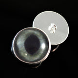 Sew On Buttons Dark Gray Cat Glass Eyes