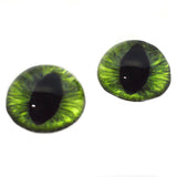 High Domed Dark Lime Green Cat Glass Eyes