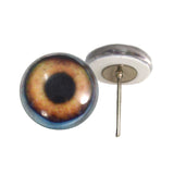 Brown Dog Glass Eyes on Wire Pin Posts