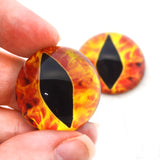 High Domed Fiery Flames Dragon Glass Eyes