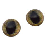 High Domed Realistic Green and Brown Cat Glass Eyes