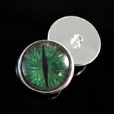 Sew On Buttons Green and Gray Dragon Glass Eyes