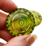 cyber Green Cogs Cyberpunk Glass Eyes