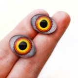 Fierce Orange and Yellow Space Assassin Oval Glass Eyes