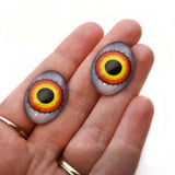 Fierce Orange and Yellow Space Assassin Oval Glass Eyes
