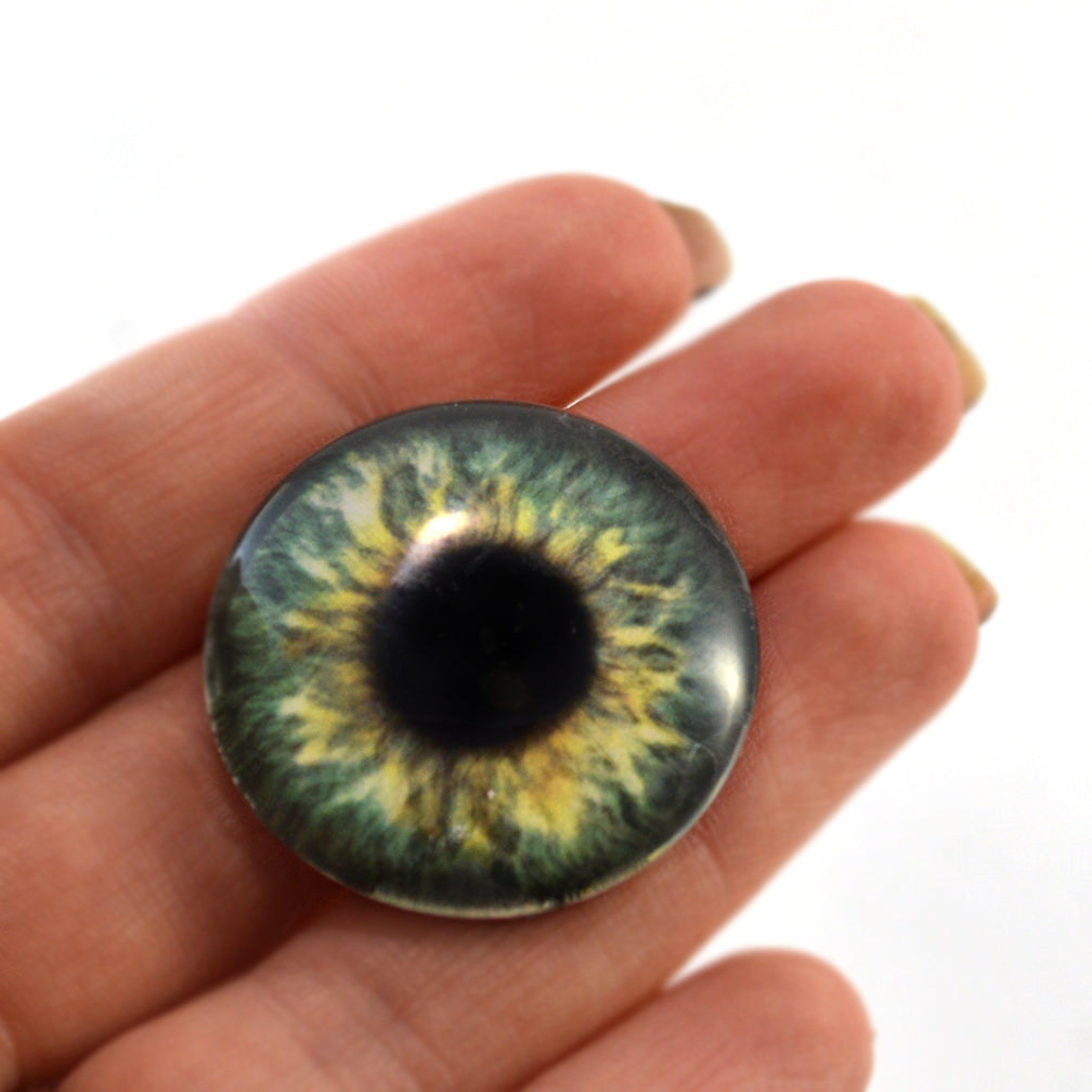 Sensational Green and Orange 50mm Glass Eyes – Handmade Glass Eyes