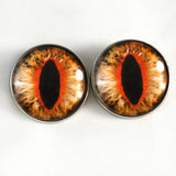Sew On Buttons Orange Cat Glass Eyes