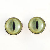 Sew On Buttons Pale Yellow Cat Glass Eyes