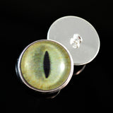 Sew On Buttons Pale Yellow Cat Glass Eyes