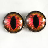 Sew On Buttons Pink and Brown Cat Glass Eyes