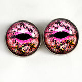 Sew On Buttons Pink Lizard Glass Eyes