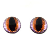 High Domed Purple and Orange Fantasy Cat Glass Eyes