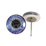 Purple Unicorn Glass Eyes on Wire Pin Posts