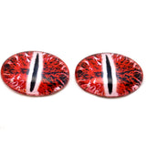 Glowing Red and White Dragon Oval Glass Doll Eyes