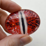 Glowing Red and White Dragon Oval Glass Doll Eyes