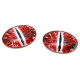 Glowing Red and White Dragon Oval Glass Doll Eyes