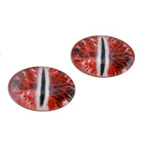 Glowing Red and White Dragon Oval Glass Doll Eyes