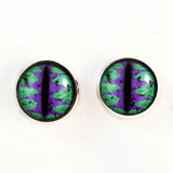 Sew On Buttons Purple and Teal Green Dragon Glass Eyes