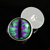 Sew On Buttons Purple and Teal Green Dragon Glass Eyes