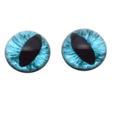High Domed Teal Blue Fantasy Cat Glass Eyes