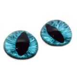 High Domed Teal Blue Fantasy Cat Glass Eyes
