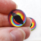 High Domed Tie Dye Colorful Dragon Glass Eyes