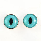 Sew On Buttons Turquoise Cat Glass Eyes