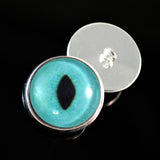 Sew On Buttons Turquoise Cat Glass Eyes
