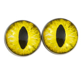 Sew On Buttons Yellow Cat or Dragon Glass Eyes