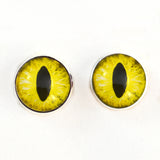Sew On Buttons Yellow Cat or Dragon Glass Eyes