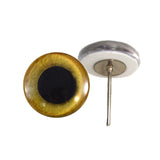 Yellow Owl Glass Eyes on Wire Pin Posts