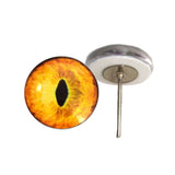 Yellow Tabby Cat Eyes on Wire Pin Posts