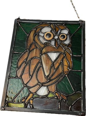 Gorgeous Stained Glass Owl with Glass Eyes