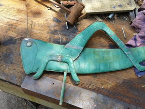 Grasshopper Weathervane Restoration Project with Green Glass Bug Eyes