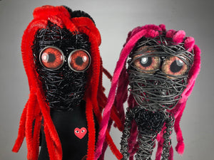 Original Wire Sculptures with Glass Eyes