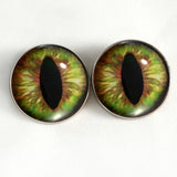 Green and Brown Cat or Dragon sew on glass eyes