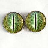 Green Dinosaur Sew-On Button Glass Eyes