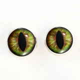 Green and Brown Cat or Dragon sew on glass eyes