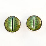 Green Dinosaur Sew-On Button Glass Eyes