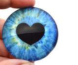 Blue heart pupil fantasy glass eyes - Large