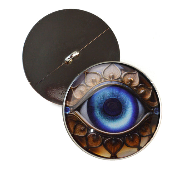 Blue ornate evil eye sew on glass eyes