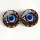 Blue ornate evil eye sew on glass eyes