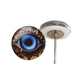 Blue ornate evil eye on wire pin posts