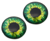 Bright green steampunk clockface glass eyes