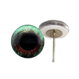 Jade green and maroon bird glass eyes on wire pin posts