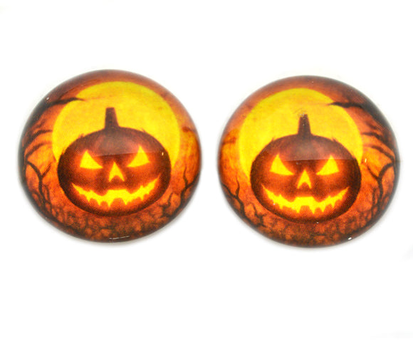 High Domed Orange Mirrored Halloween Glass Eyes