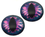 Pink and Blue Fantasy Cat or Dragon Flatback Glass Cabochon Eyes